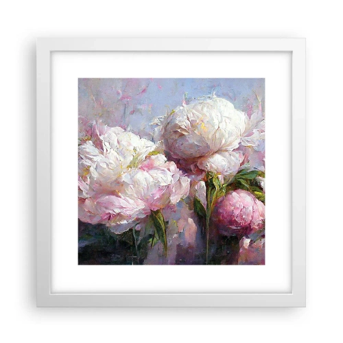 Plakat w białej ramie - Kipiący życiem bukiet - 30x30 cm