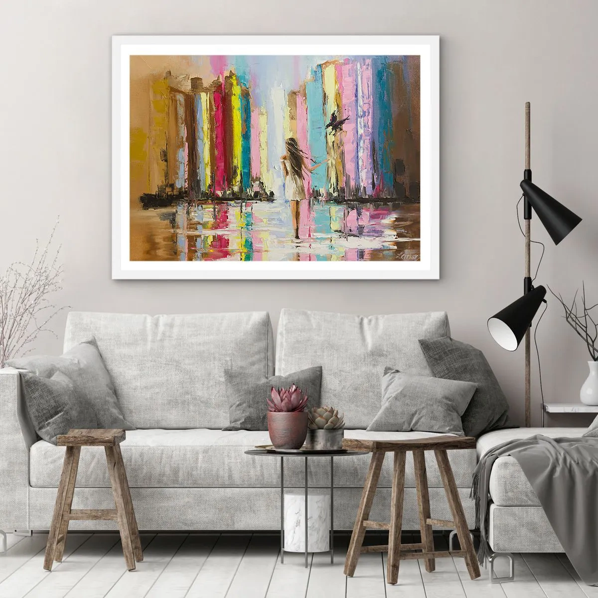 Plakat w białej ramie - Idż za mną - 70x50 cm