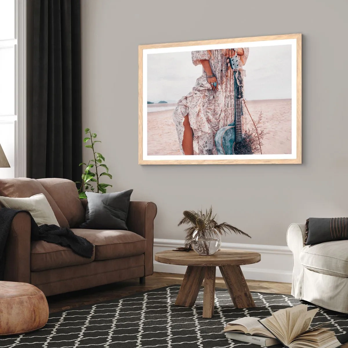 Plakat w ramie jasny dąb - Dzieci kwiaty w drodze - 40x30 cm