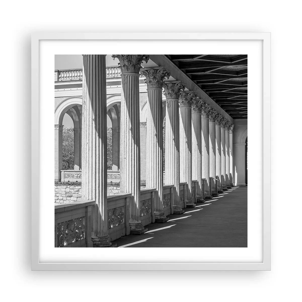 Plakat w białej ramie - Słoneczna arkada - 50x50 cm