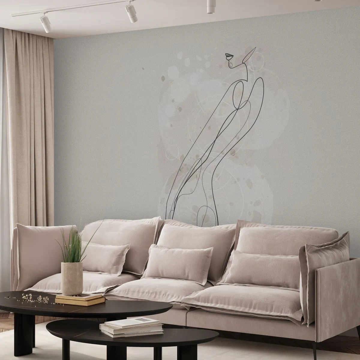 Fototapeta Premium Canvas - Pobłądzić spojrzeniem - Grafika, Lineart, Kobiety - 350x256 cm