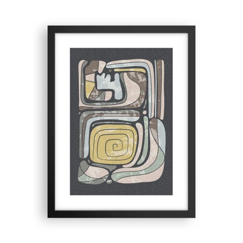 Plakat w czarnej ramie - Abstrakcja w duchu prekolumbijskim - 30x40 cm