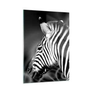Obraz na szkle - Zebra w czarno-białej estetyce - 50x70cm - Białe jest białe, a czarne jest czarne - Nowoczesna dekoracja ścienna do salonu, kuchni i sypialni ARTTOR