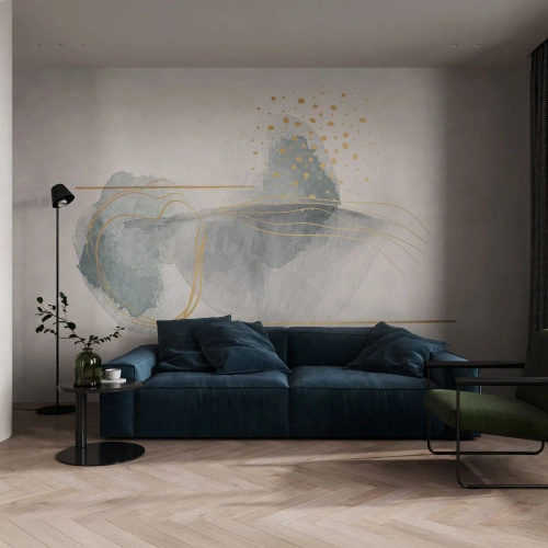 Fototapeta Premium Canvas - O związkach szarości i złota - Abstrakcja, Sztuka, Ciekawe Kształty - 350x256 cm