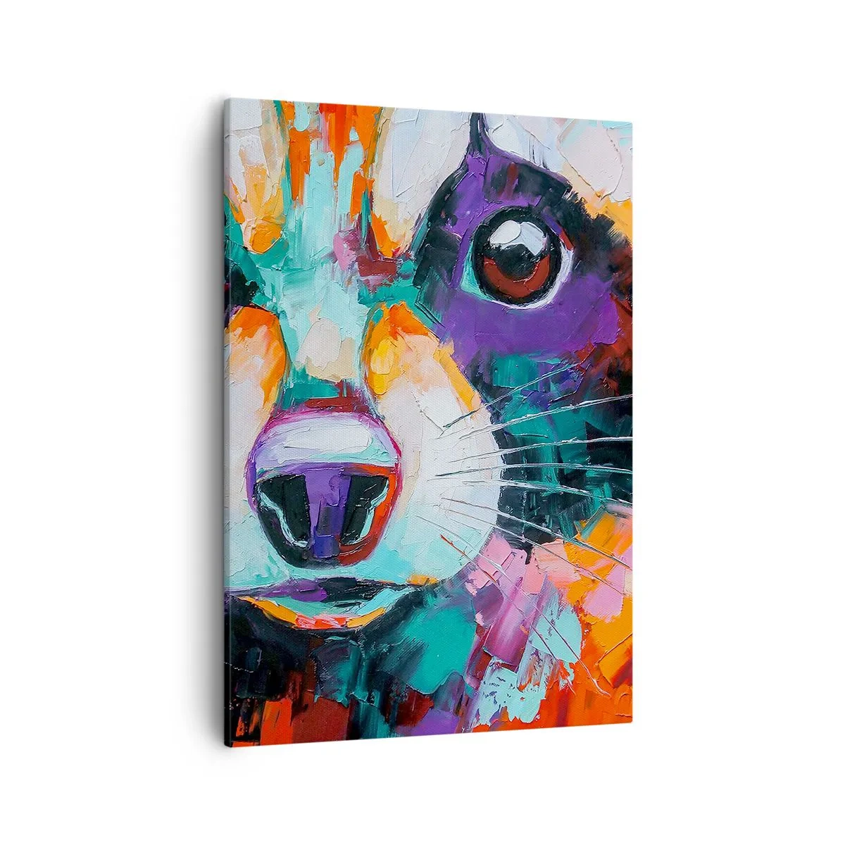 Obraz na płótnie - Kolorowy obraz kota w stylu abstrakcyjnym - 50x70cm - Tylko dobre emocje - Nowoczesna dekoracja ścienna do salonu, kuchni i sypialni ARTTOR