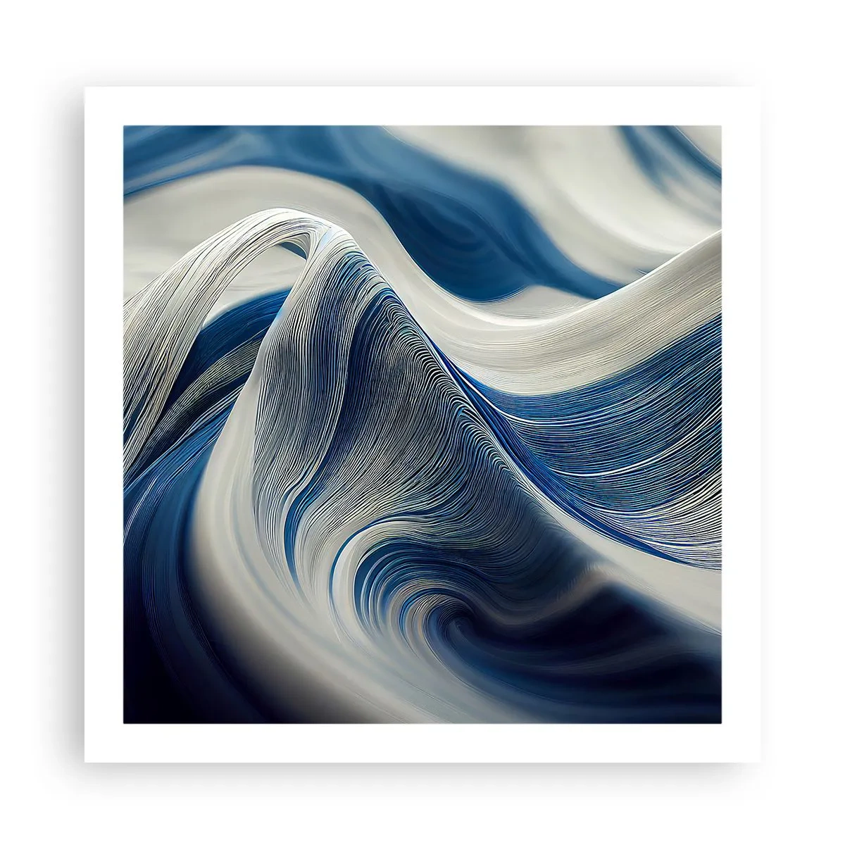 Plakat - Płynność błękitu i bieli - 60x60 cm