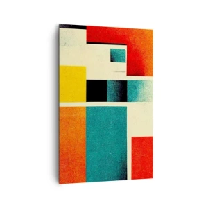 Obraz na płótnie - Geometryczna abstrakcja z kolorowymi prostokątami i kwadratami - 80x120cm - Abstrakcja geometryczna – dobra energia - Nowoczesna dekoracja ścienna do salonu i sypialni ARTTOR