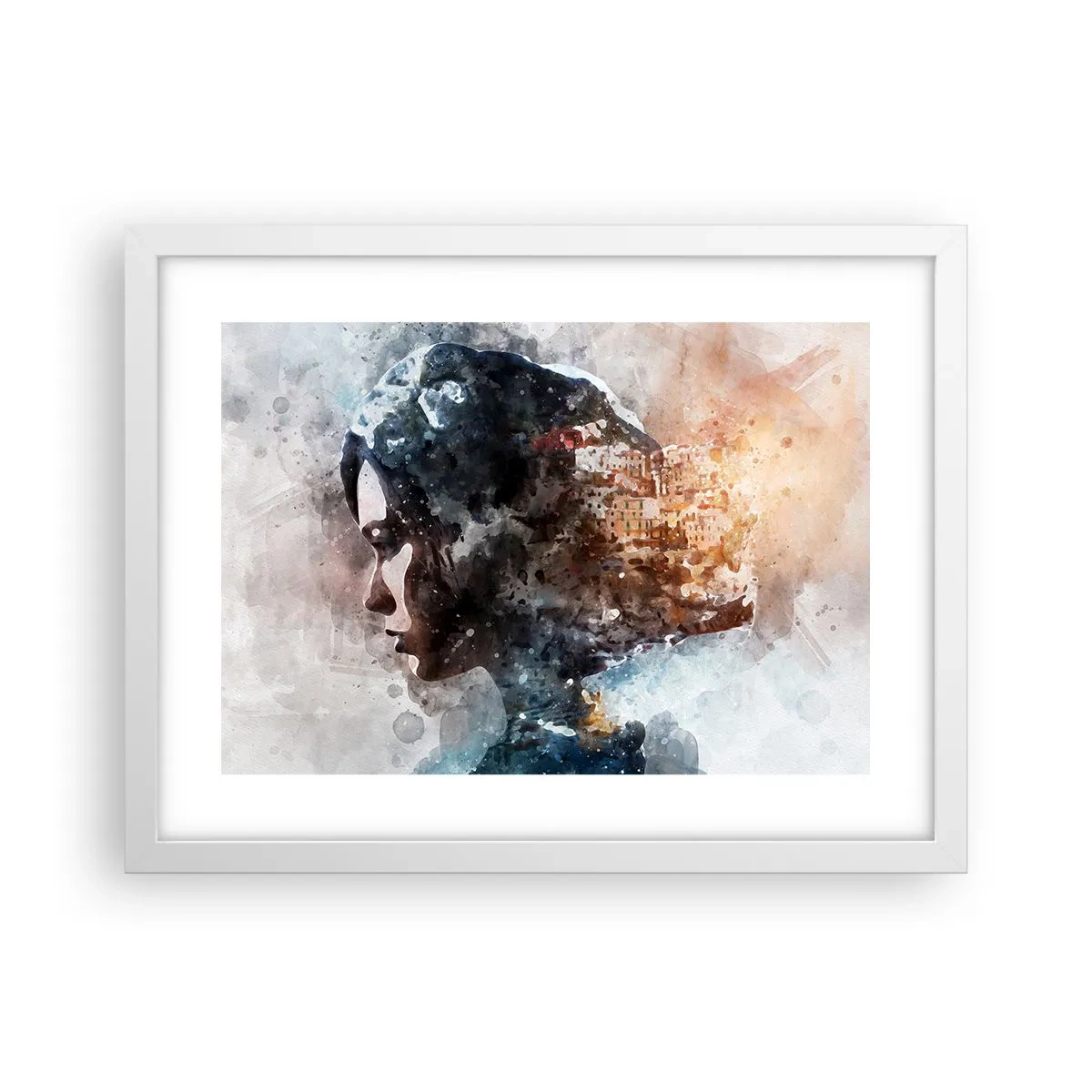 Plakat w białej ramie - Opowieść o dziewczynie z miastem w tle - 40x30 cm