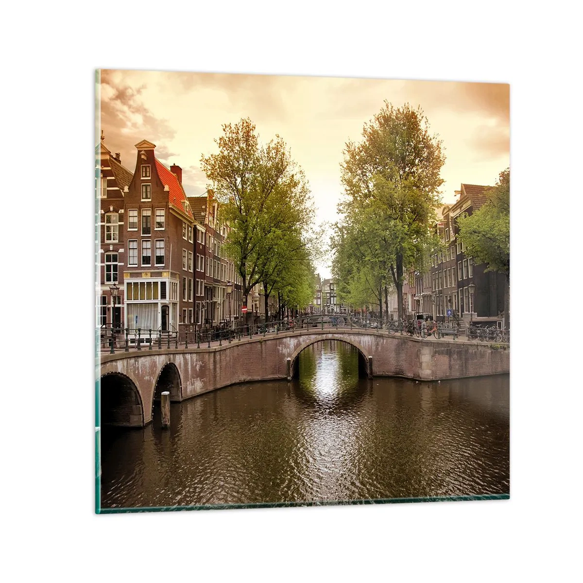 Obraz na szkle - Łodzią czy rowerem? - 70x70 cm