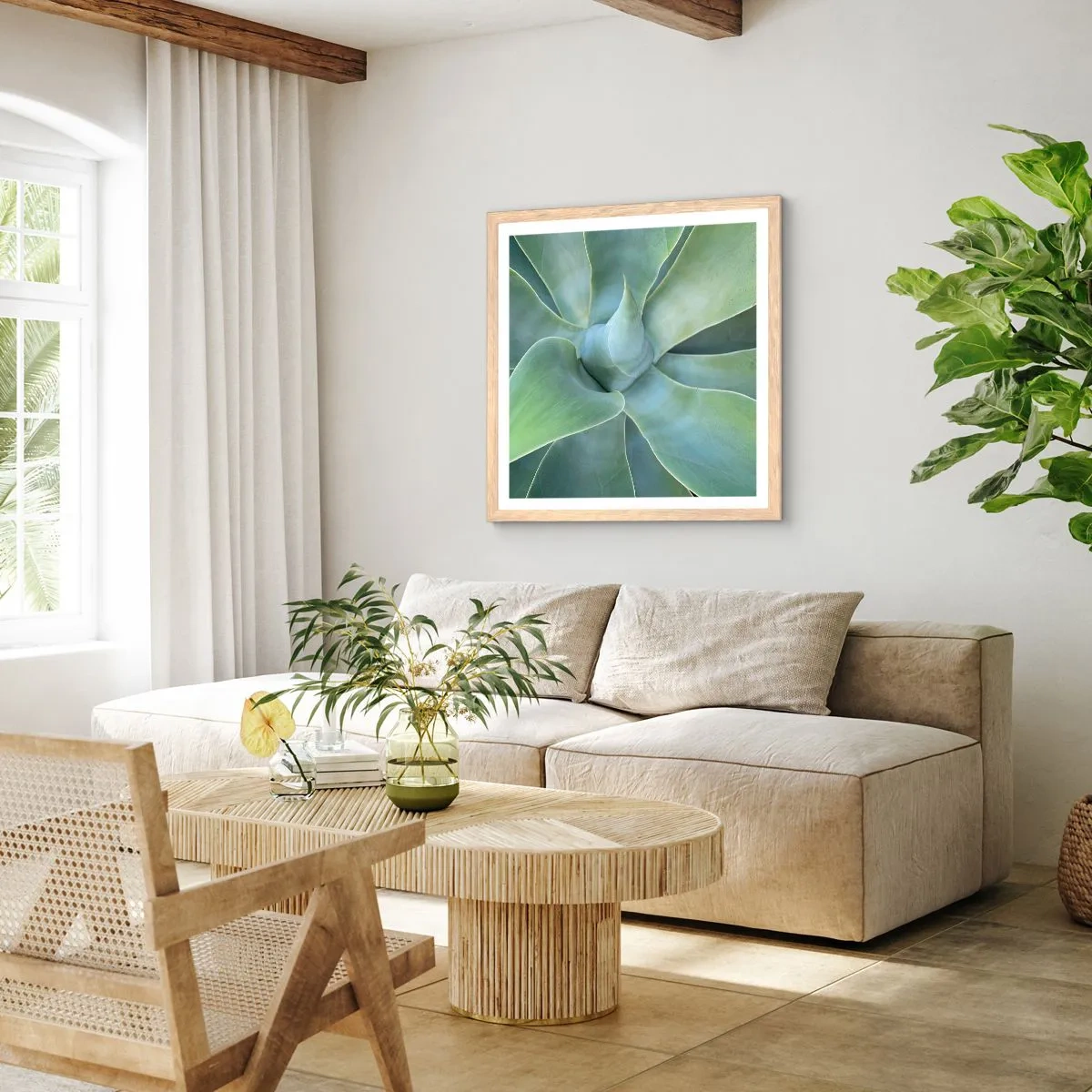 Plakat w ramie jasny dąb - Narodziny zieleni - 40x40 cm