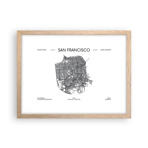 Plakat w ramie jasny dąb - Anatomia San Francisco - 40x30 cm