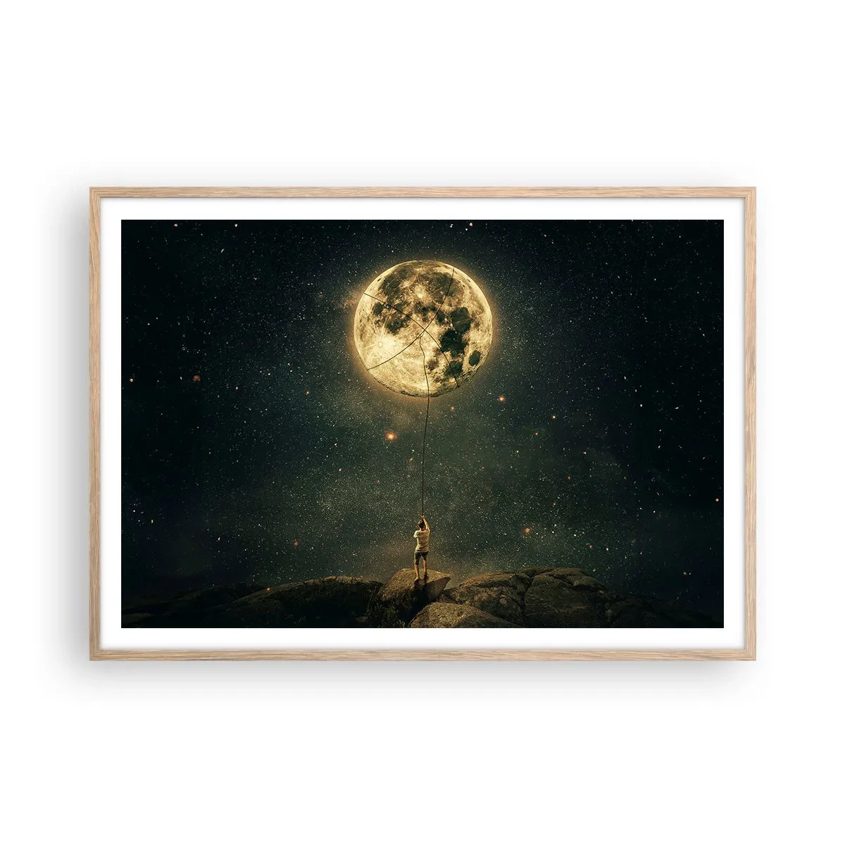 Plakat w ramie jasny dąb - Jeden taki, co ukradł Księżyc - 100x70 cm