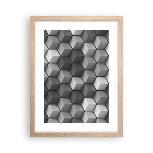 Plakat w ramie jasny dąb - Kubistyczna układanka - 30x40 cm