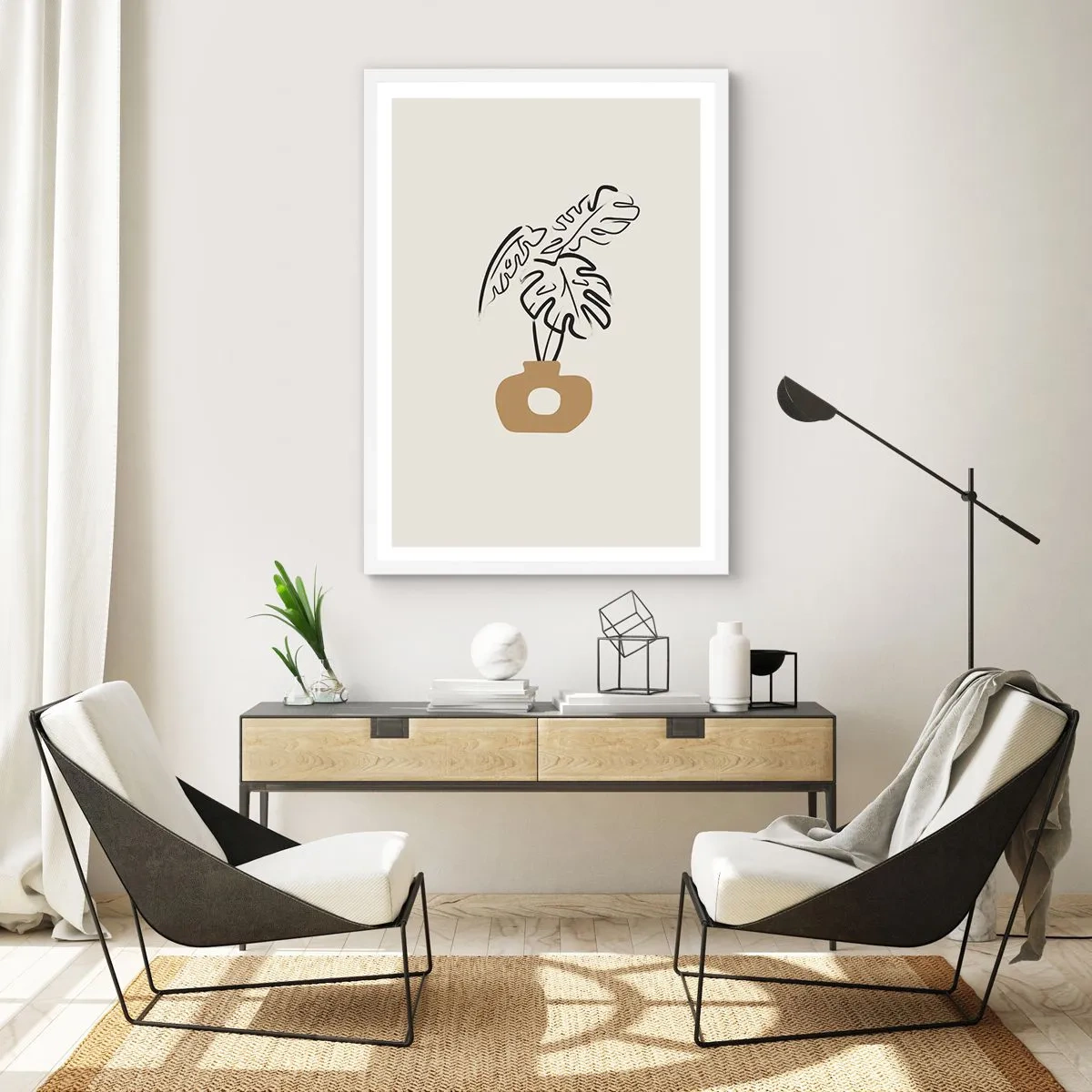 Plakat w białej ramie - Monstera – ozdoba domu - 50x70 cm