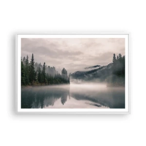 Plakat w białej ramie - W zadumie, we mgle - 100x70 cm