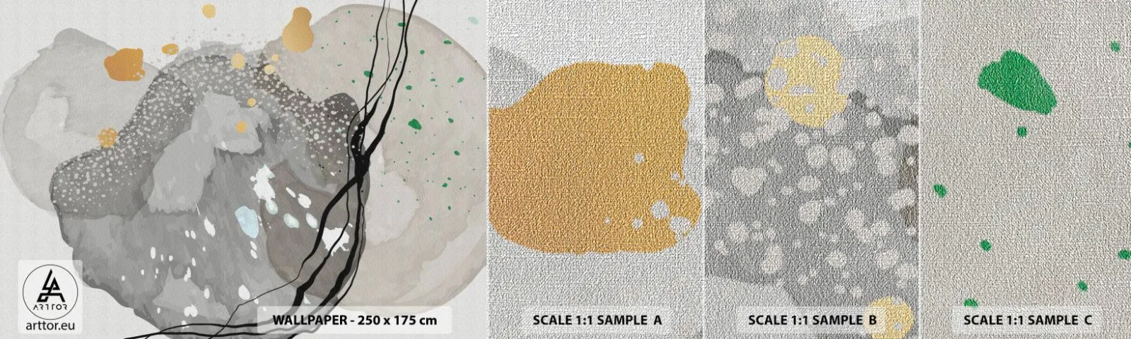 Fototapeta Próbka Premium Canvas - Kompozycja organiczna - Abstrakcja, Kleksy, Farba - 100x30 cm