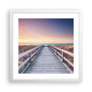 Plakat w białej ramie - Bałtycka wieczorna zorza - 40x40 cm