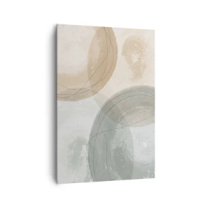 Obraz na płótnie - Abstrakcyjna kompozycja w pastelowych barwach z liniami - 70x100cm - Przenikanie światów - Nowoczesna dekoracja ścienna do salonu i sypialni ARTTOR