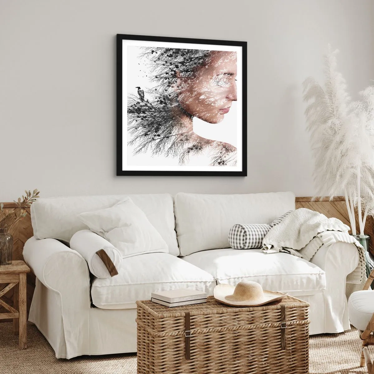 Plakat w czarnej ramie - Duch lasu - 50x50 cm
