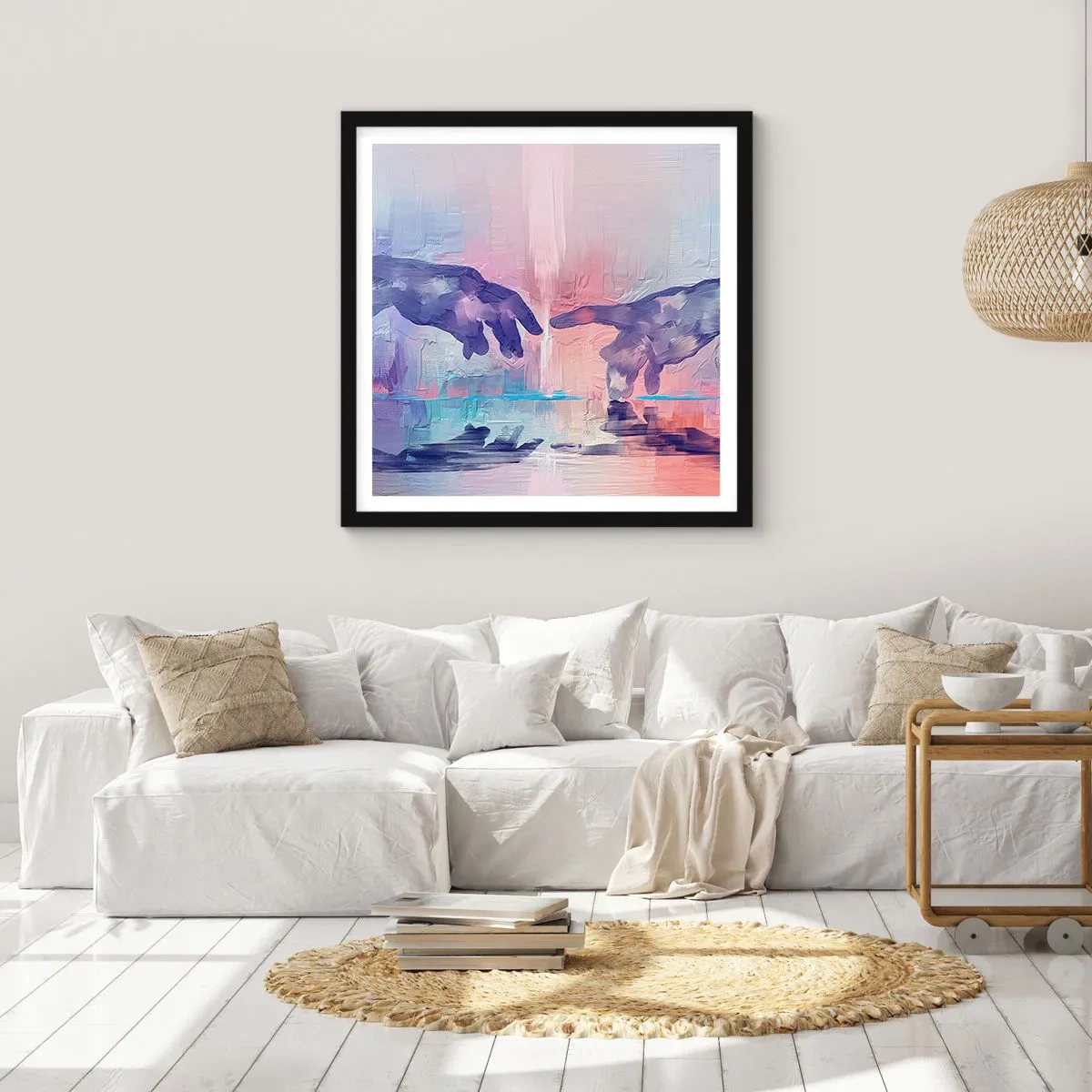 Plakat w czarnej ramie - Boska iskra życia - 60x60 cm