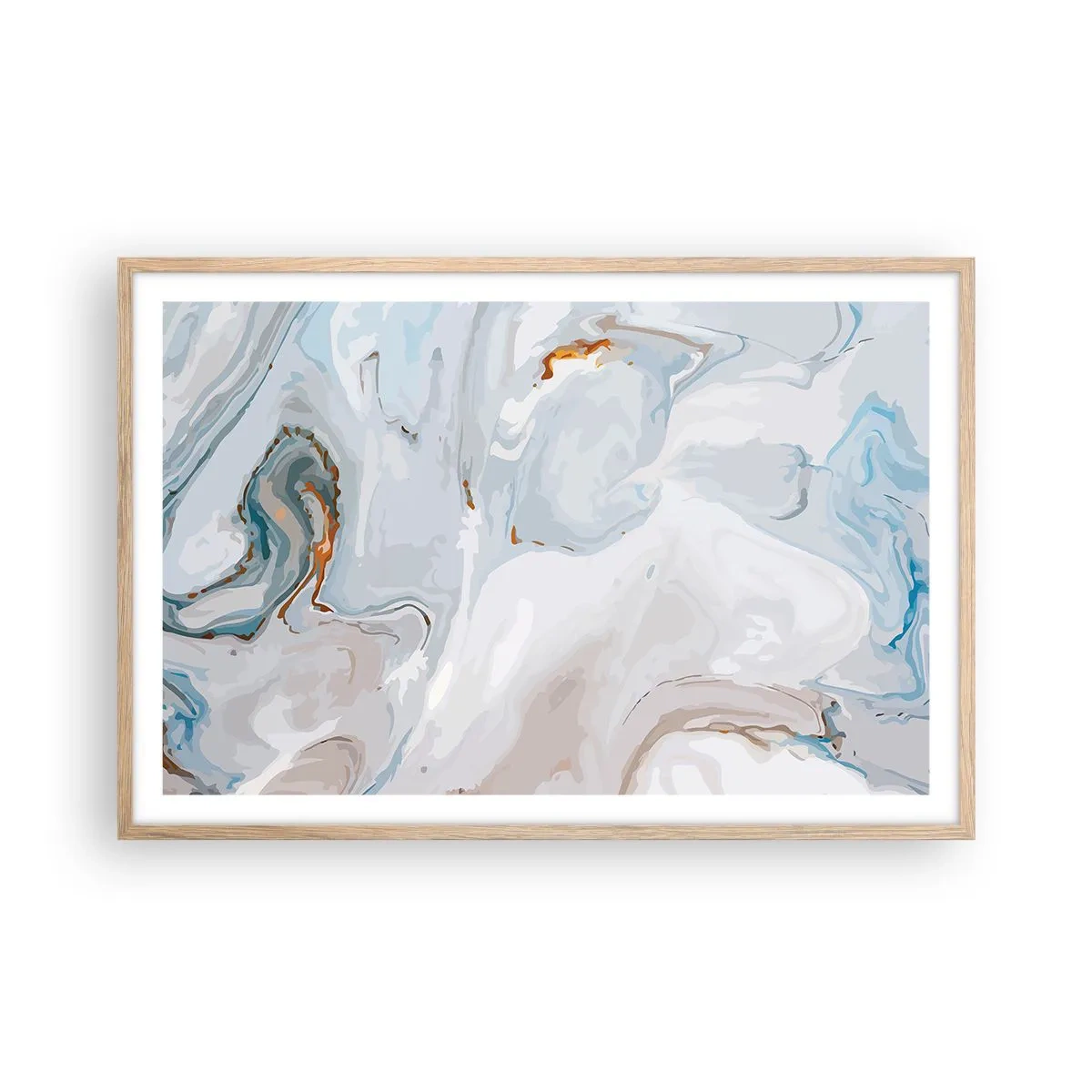 Plakat w ramie jasny dąb - Biel wypiętrzona - 91x61 cm