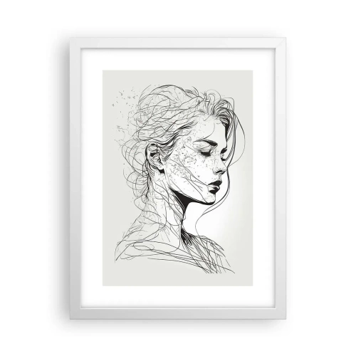Plakat w białej ramie - Portret w zamyśleniu - 30x40 cm