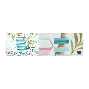 Fototapeta Próbka Premium Canvas - Wakacje pod palmami - Akwarele, Palma Kokosowa, Żaglówka - 100x30 cm