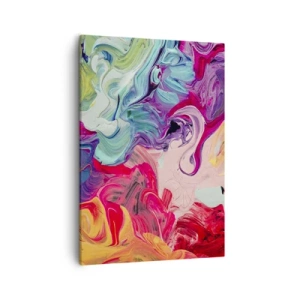 Obraz na płótnie - Abstrakcyjna kompozycja intensywnych kolorów o dynamicznej strukturze - 50x70cm - Narodziny barw - Nowoczesna dekoracja ścienna do salonu, kuchni i sypialni ARTTOR