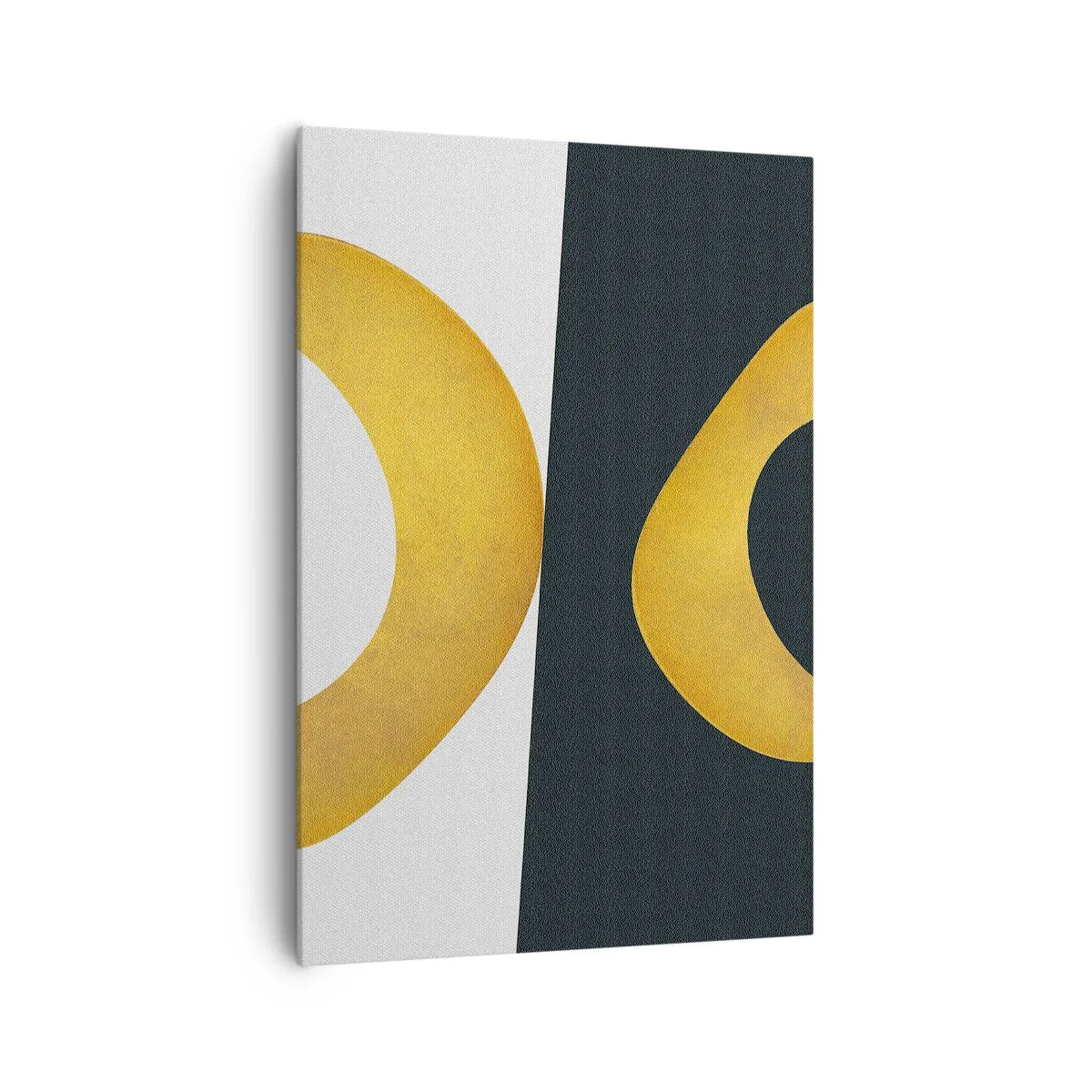 Obraz na płótnie - Geometryczne kształty w złocie na białym i ciemnym tle - 70x100cm - Po pierwsze: złoto - Nowoczesna dekoracja ścienna do salonu i sypialni ARTTOR