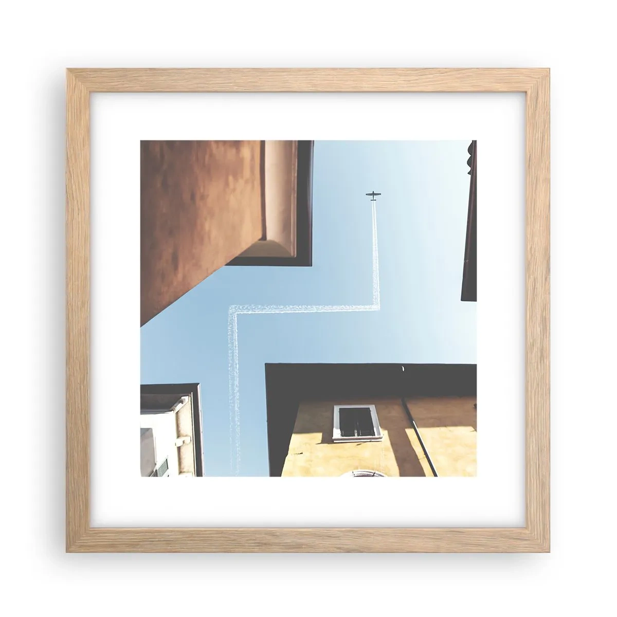 Plakat w ramie jasny dąb - Ponad miejskim labiryntem - 30x30 cm