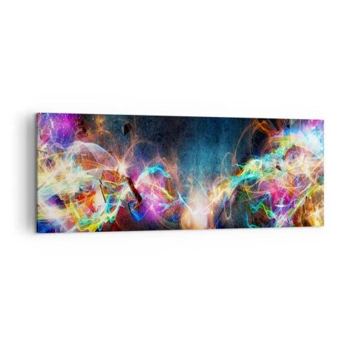 Obraz na płótnie - Kolorowe rozbłyski światła w abstrakcyjnej kompozycji - 140x50cm - Radośnie przeciw ciemności - Nowoczesna dekoracja ścienna do salonu i sypialni ARTTOR