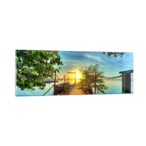 Obraz na szkle - Zachód nad wodą - 90x30 cm