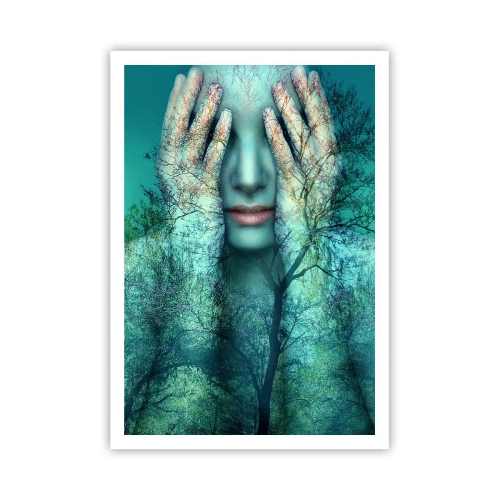 Plakat - Zanurzona w błękicie - 70x100 cm