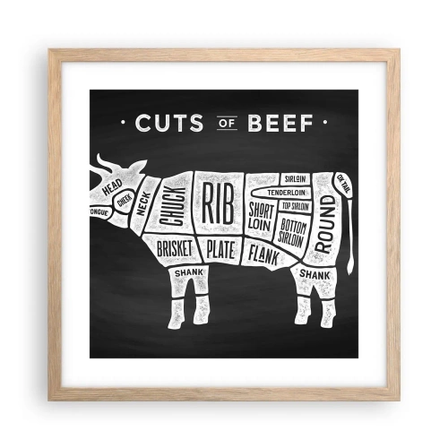 Plakat w ramie jasny dąb - Elementarz masarza - 40x40 cm