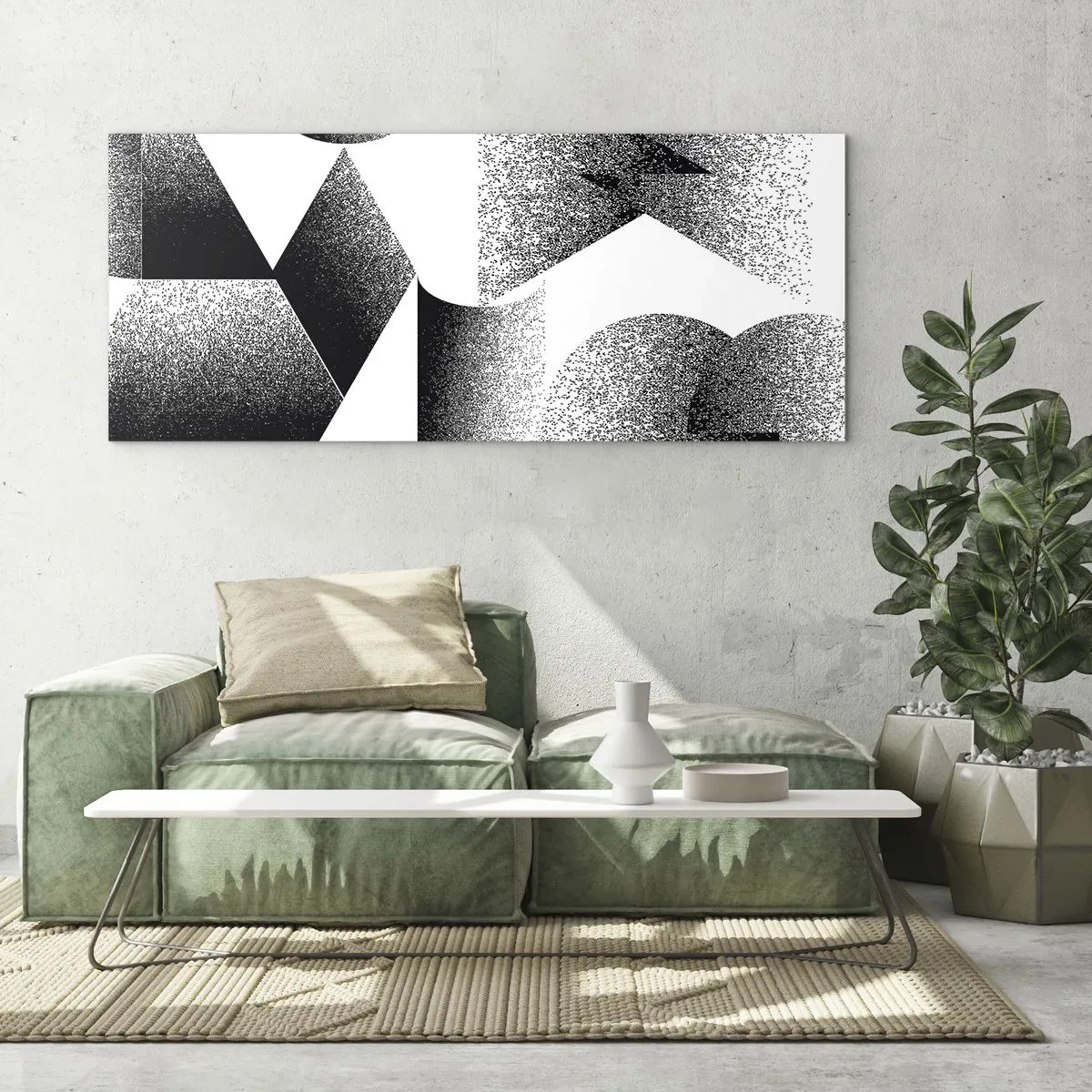 Obraz na szkle - Geometria złożona z kątów i owalnych kształtów - 140x50cm - Kąty i owale - Nowoczesna dekoracja ścienna do salonu i sypialni ARTTOR