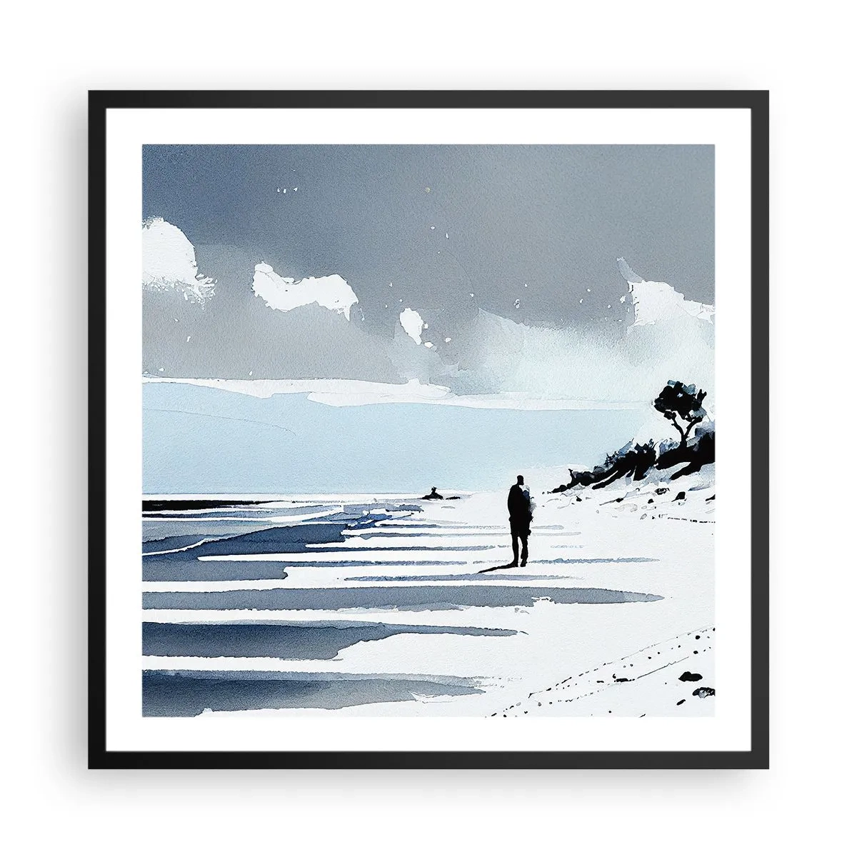 Plakat w czarnej ramie - Sam na sam - 60x60 cm