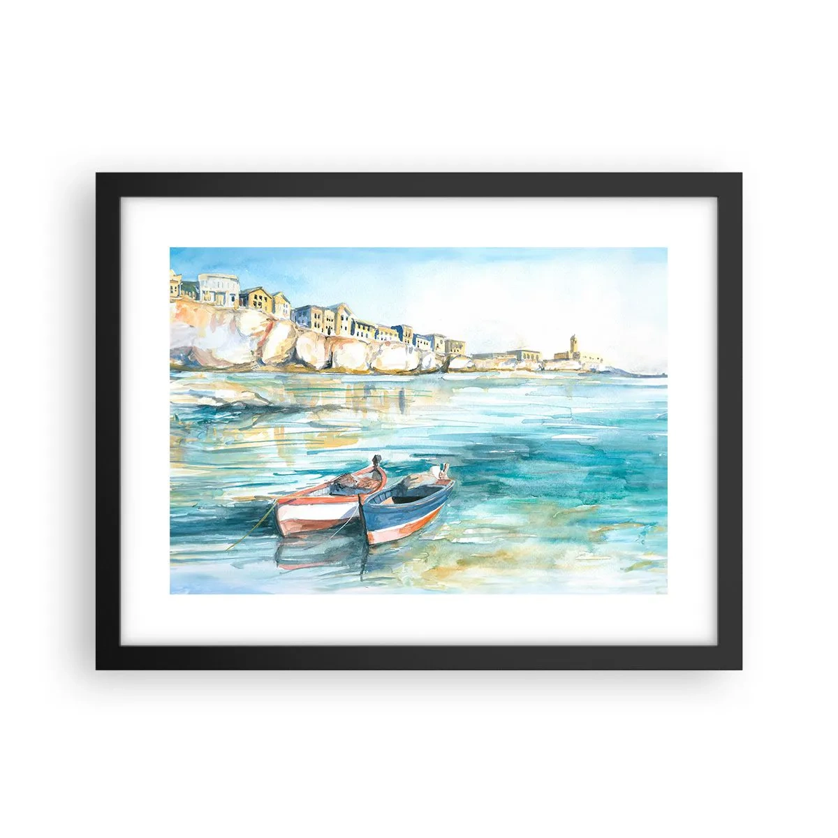 Plakat w czarnej ramie - Pejzaż w lazurze - 40x30 cm