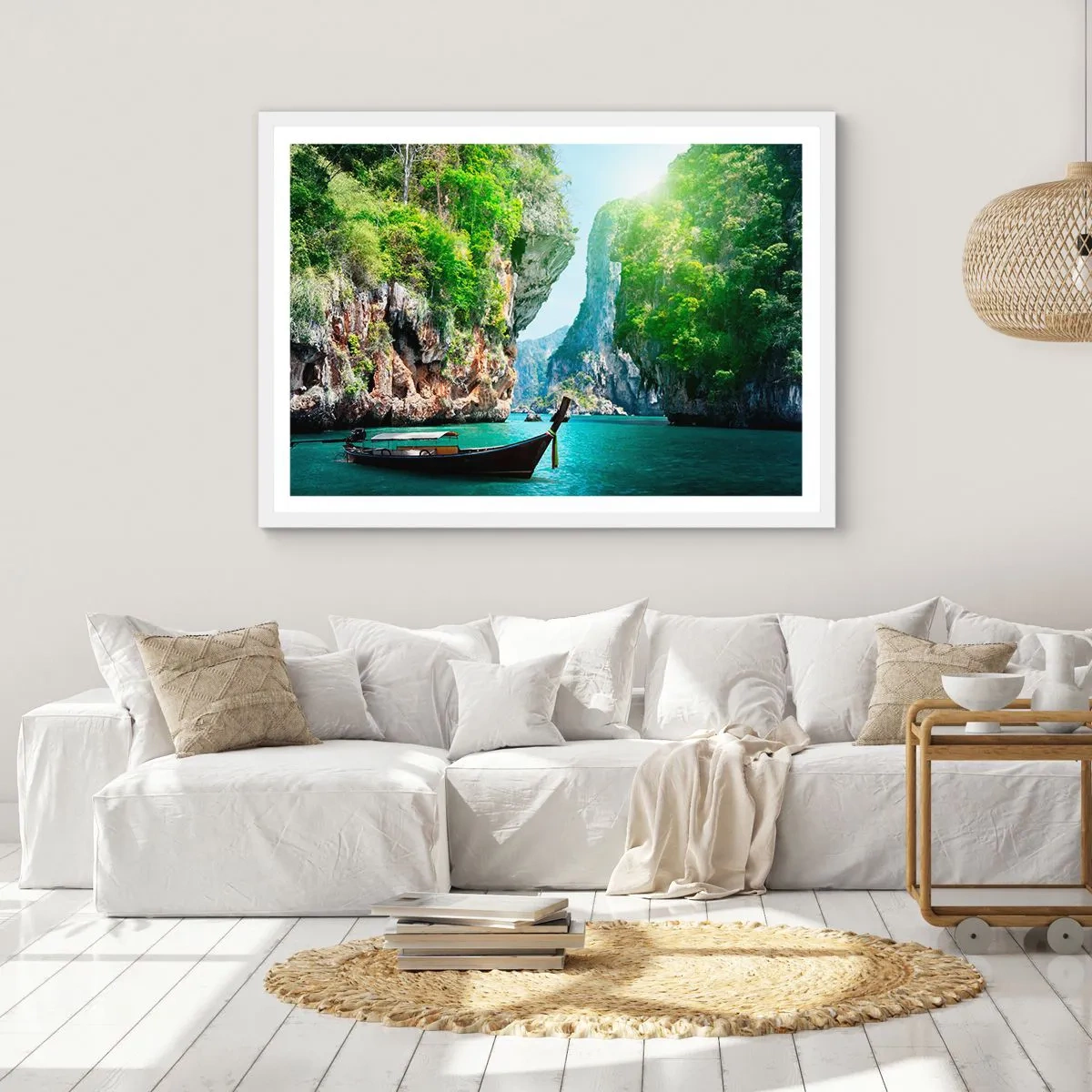 Plakat w białej ramie - Zaproszenie do egzotycznej podróży - 100x70 cm