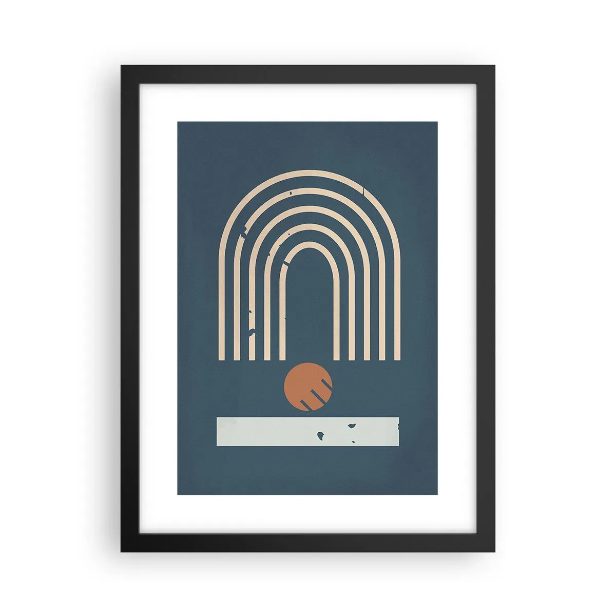 Plakat w czarnej ramie - Geometria na granacie - 30x40 cm