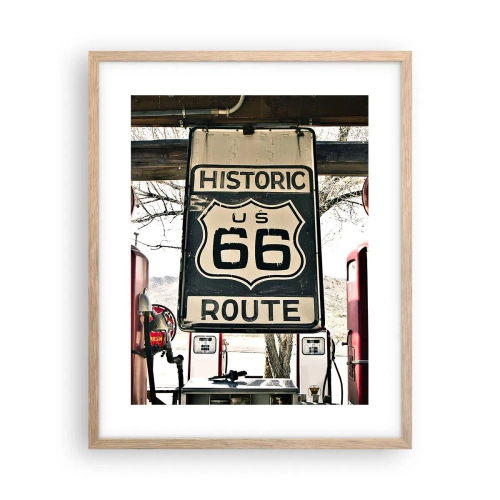 Plakat w ramie jasny dąb - Amerykańska retro podróż - 40x50 cm