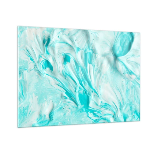 Obraz na szkle - Abstrakcyjne niebiesko-białe wzory przypominające ruch fal - 100x70cm - Na zawsze razem - Nowoczesna dekoracja ścienna do salonu, kuchni i sypialni ARTTOR
