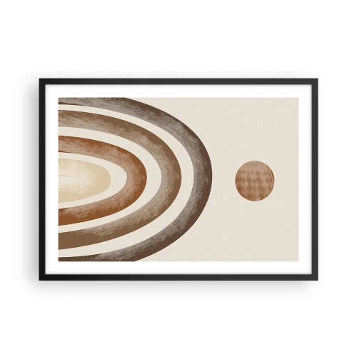 Plakat w czarnej ramie - Geometryczny motyw planetarny w odcieniach brązu - 70x50cm - W odległej galaktyce - Nowoczesna dekoracja ścienna do salonu i sypialni ARTTOR