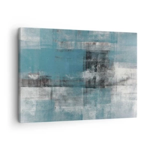 Obraz na płótnie - Abstrakcyjna kompozycja w odcieniach błękitu z teksturą i warstwami - 70x50cm - Woda i powietrze - Nowoczesna dekoracja ścienna do salonu i sypialni ARTTOR