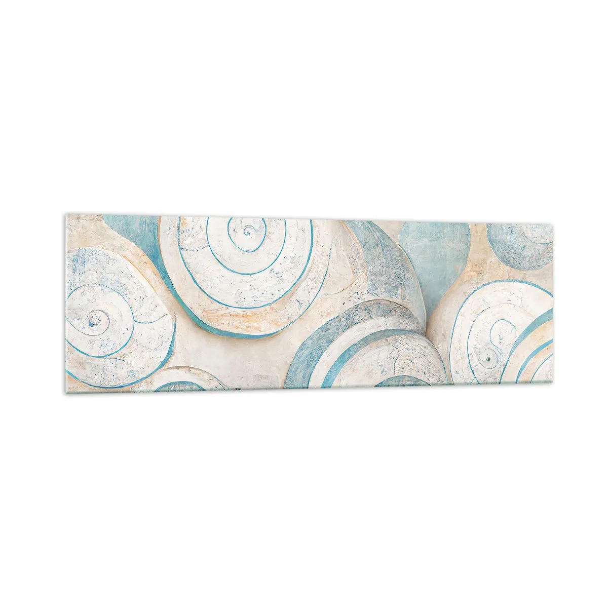 Obraz na szkle - Abstrakcyjne muszle w pastelowych odcieniach - 160x50cm - Co kryje muszla? - Nowoczesna dekoracja ścienna do salonu i sypialni ARTTOR