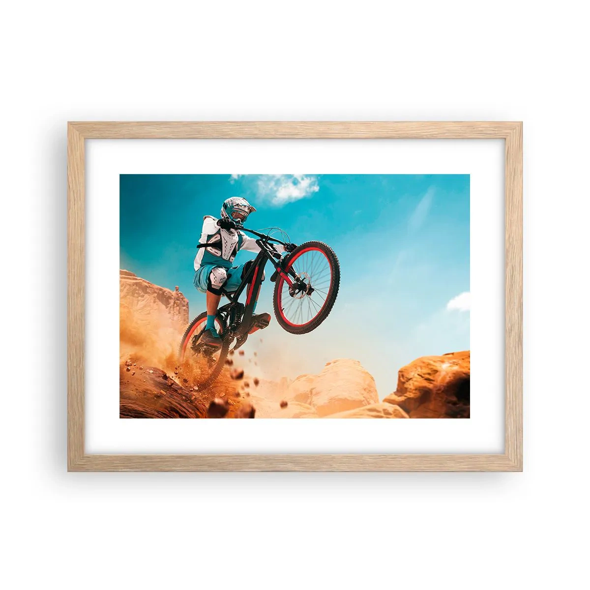 Plakat w ramie jasny dąb - Rowerowy demon szaleństwa - 40x30 cm