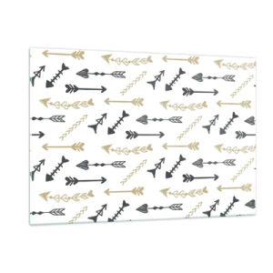 Obraz na szkle - Wzór strzał w różnych kolorach na białym tle - 120x80cm - Sen łucznika - Nowoczesna dekoracja ścienna do salonu, kuchni i sypialni ARTTOR