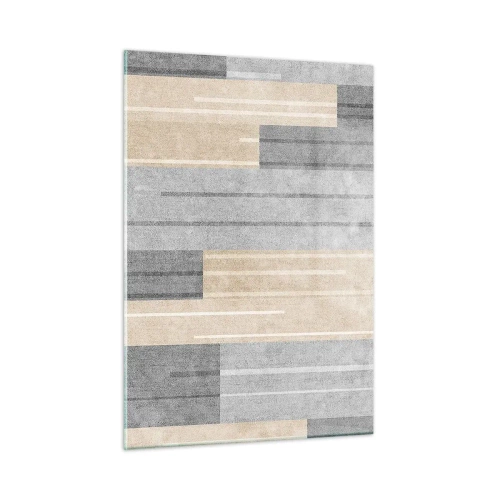 Obraz na szkle - Geometryczne pasy w odcieniach szarości i beżu - 50x70cm - Kompozycja: trzymać pion - Nowoczesna dekoracja ścienna do salonu, kuchni i sypialni ARTTOR
