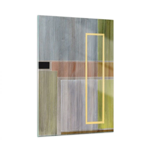 Obraz na szkle - Nowoczesna abstrakcja z prostokątnymi formami i kolorami ziemi - 50x70cm - Prosto i spokojnie - Nowoczesna dekoracja ścienna do salonu, kuchni i sypialni ARTTOR