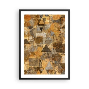 Plakat w czarnej ramie - Złota abstrakcyjna kompozycja geometryczna - 50x70cm - Świat ujęty w formę - Nowoczesna dekoracja ścienna do salonu i sypialni ARTTOR
