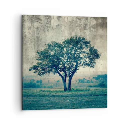 Obraz na płótnie - Jabłoń na błękitnym błoniu? - 70x70 cm